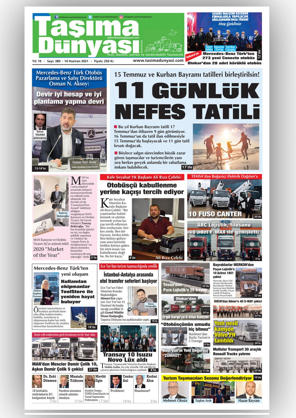 Taşıma Dünyası Gazetesi - 14.06.2021 Manşeti