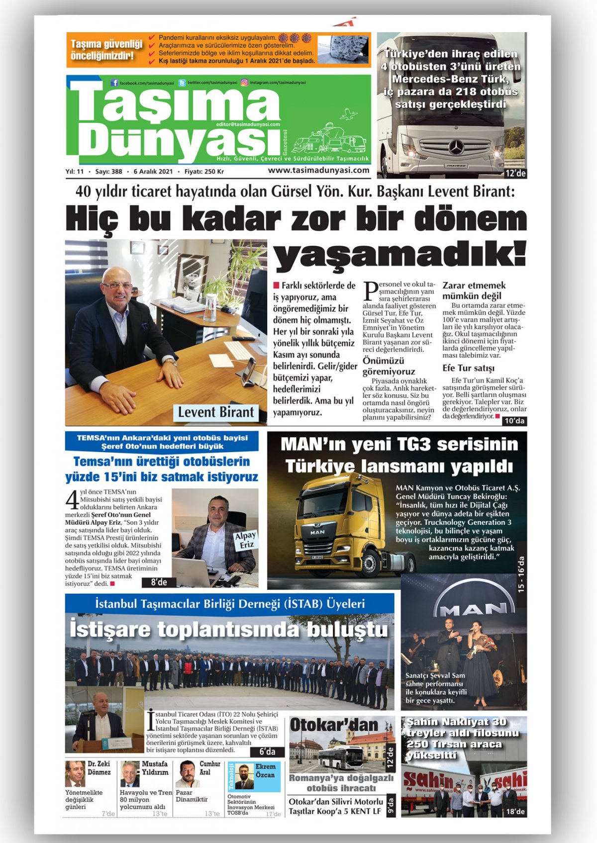 Taşıma Dünyası Gazetesi - 06.12.2021 Manşeti