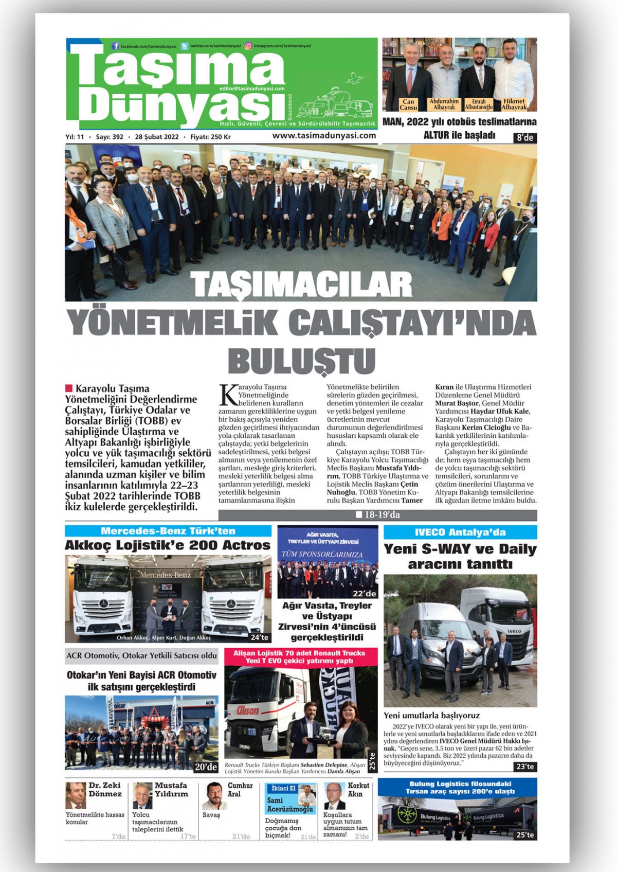 Taşıma Dünyası Gazetesi - 28.02.2022 Manşeti