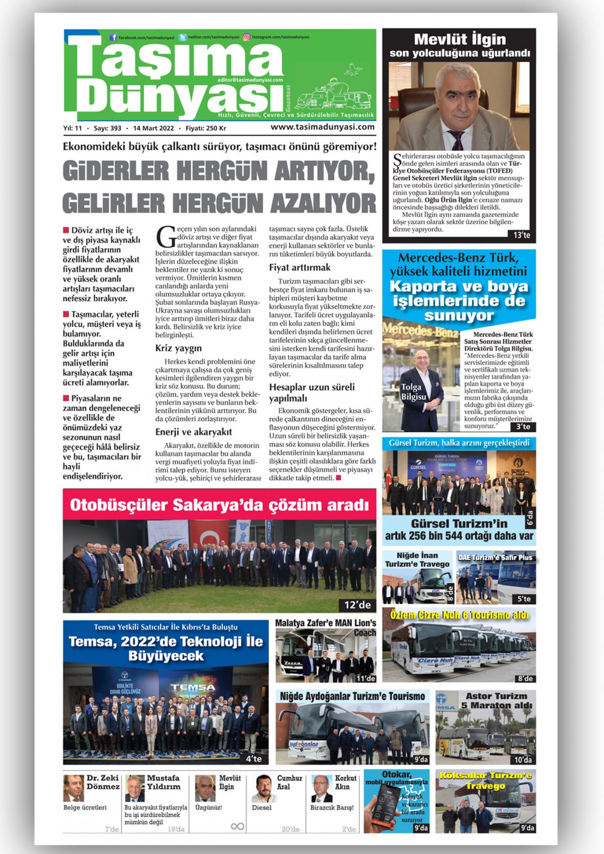 Taşıma Dünyası Gazetesi - 14.03.2022 Manşeti