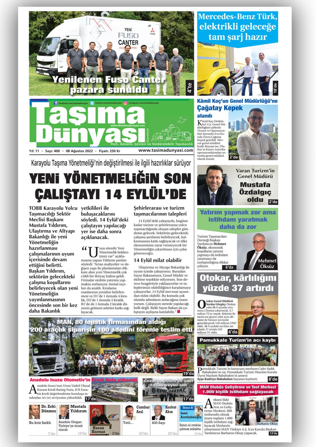 Taşıma Dünyası Gazetesi - 09.08.2022 Manşeti