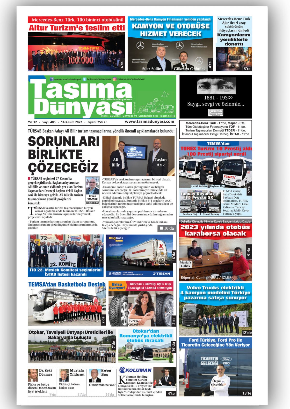 Taşıma Dünyası Gazetesi - 14.11.2022 Manşeti