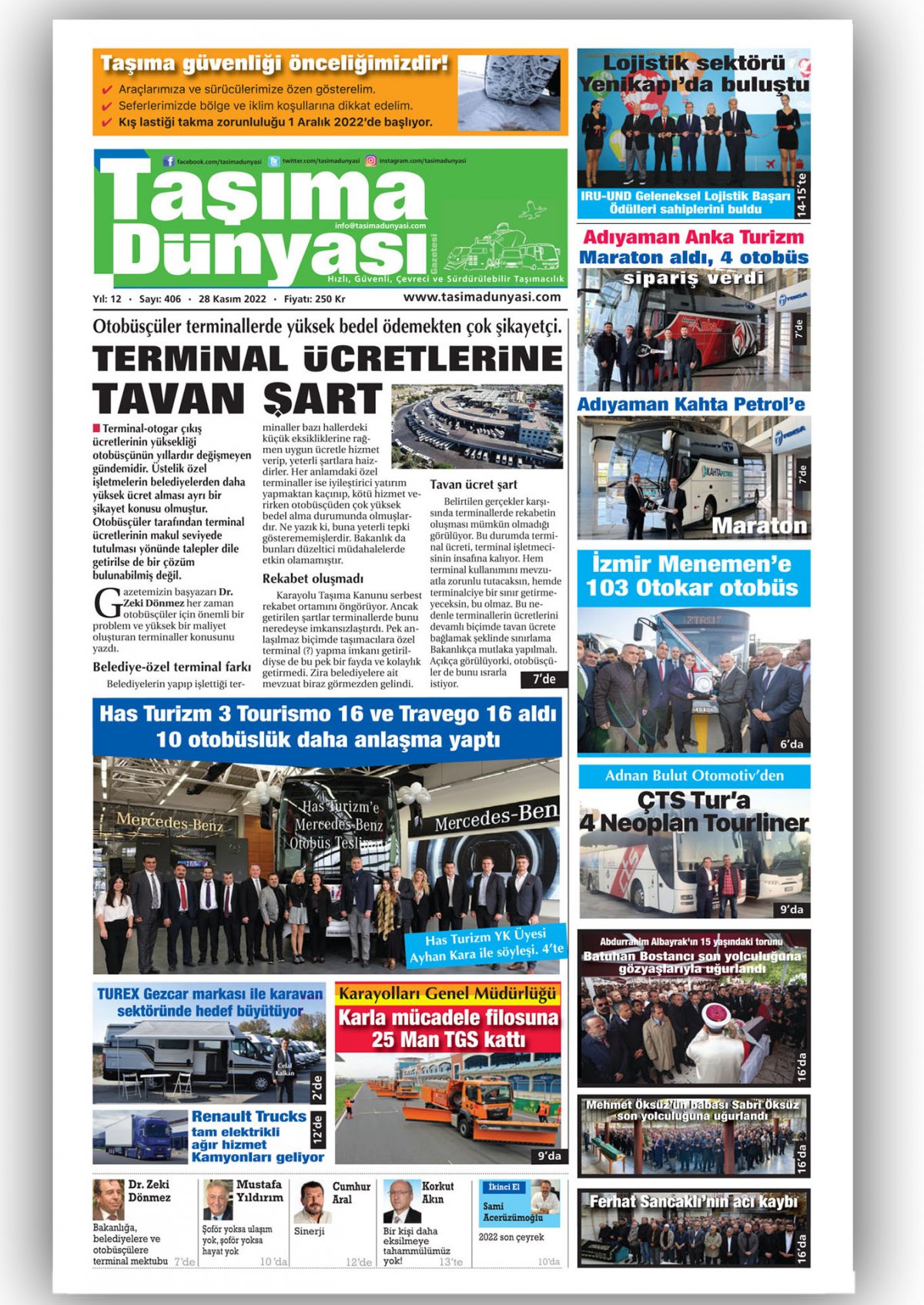 Taşıma Dünyası Gazetesi - 28.11.2022 Manşeti