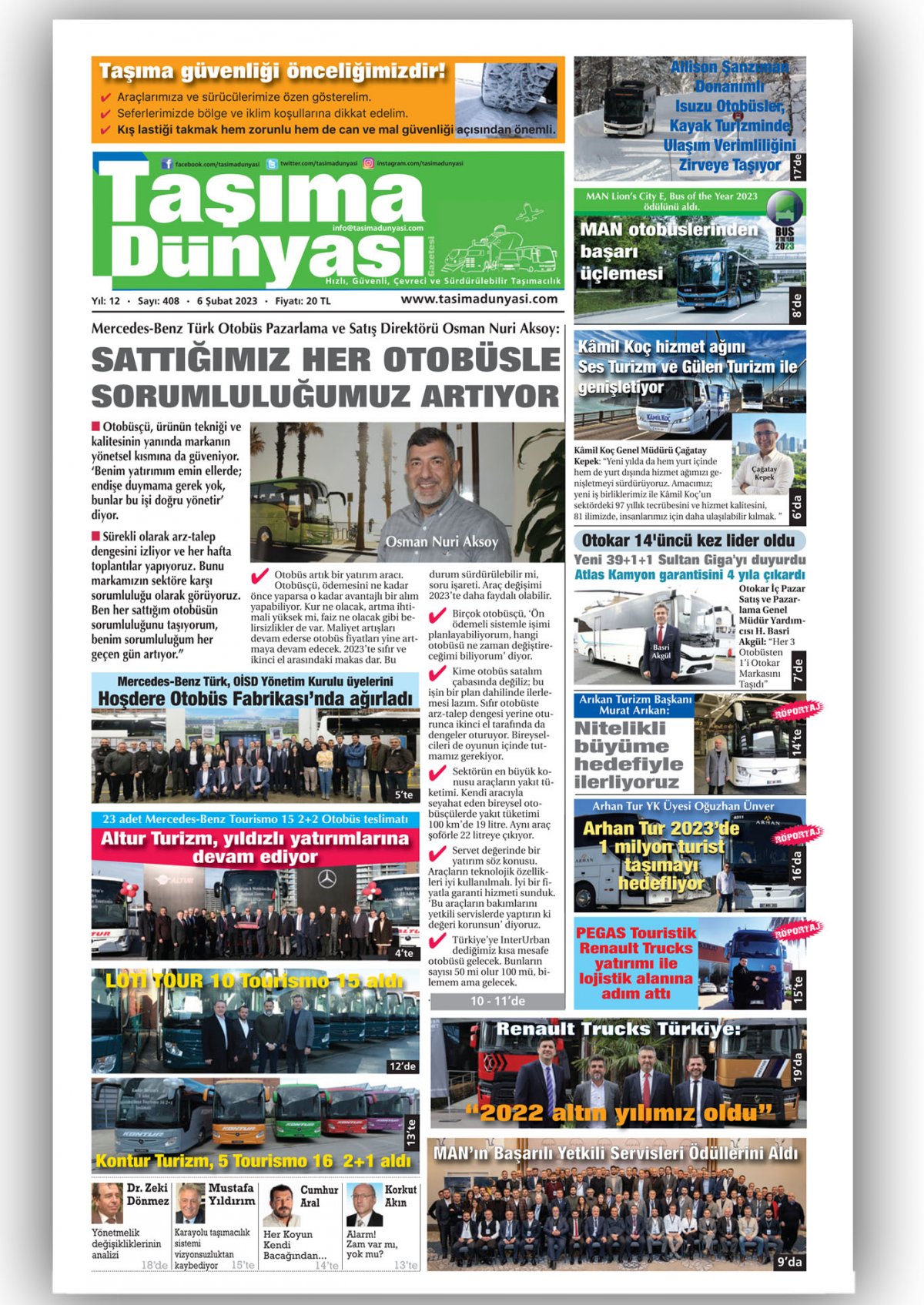 Taşıma Dünyası Gazetesi - 06.02.2023 Manşeti