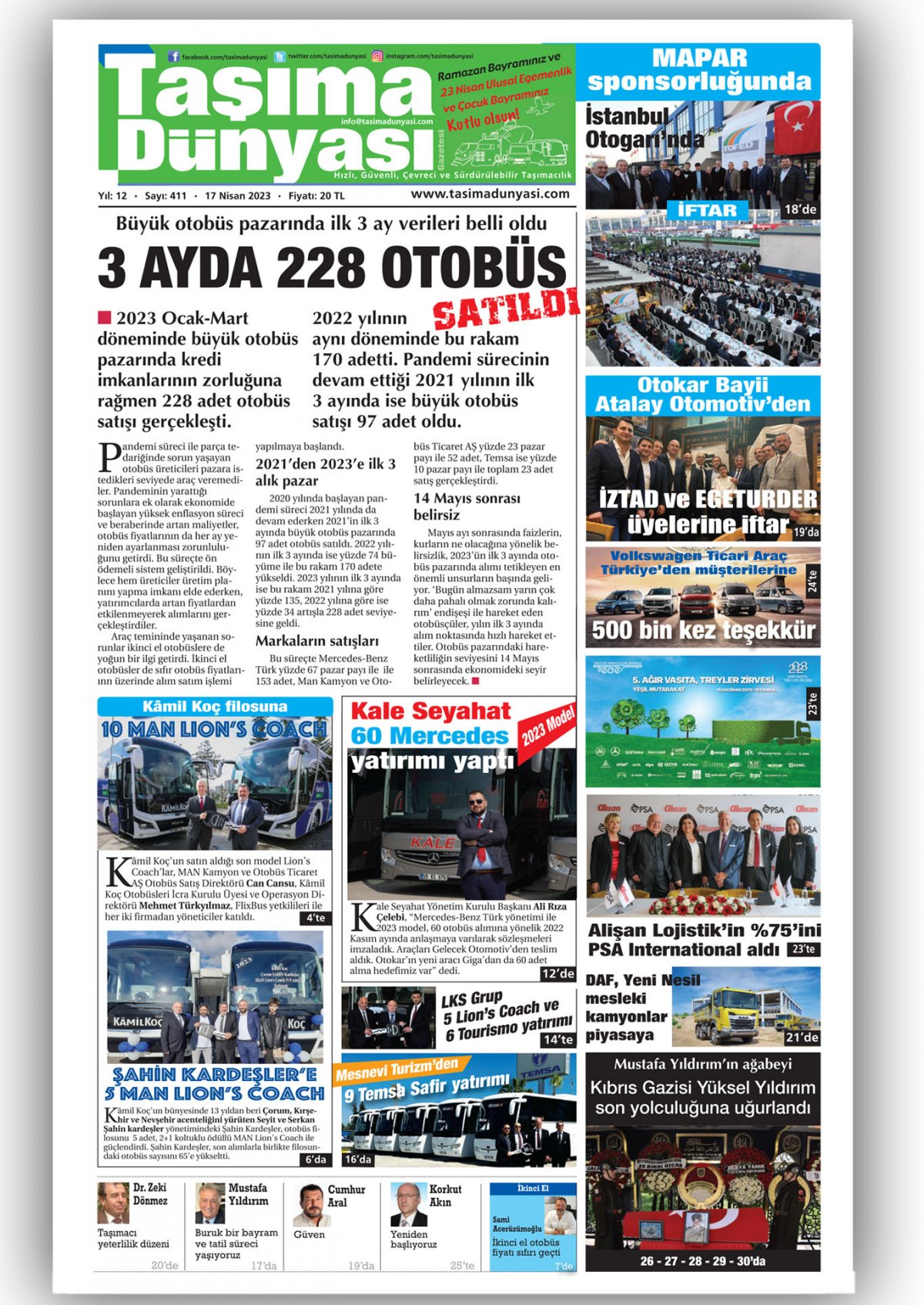 Taşıma Dünyası Gazetesi - 19.04.2023 Manşeti