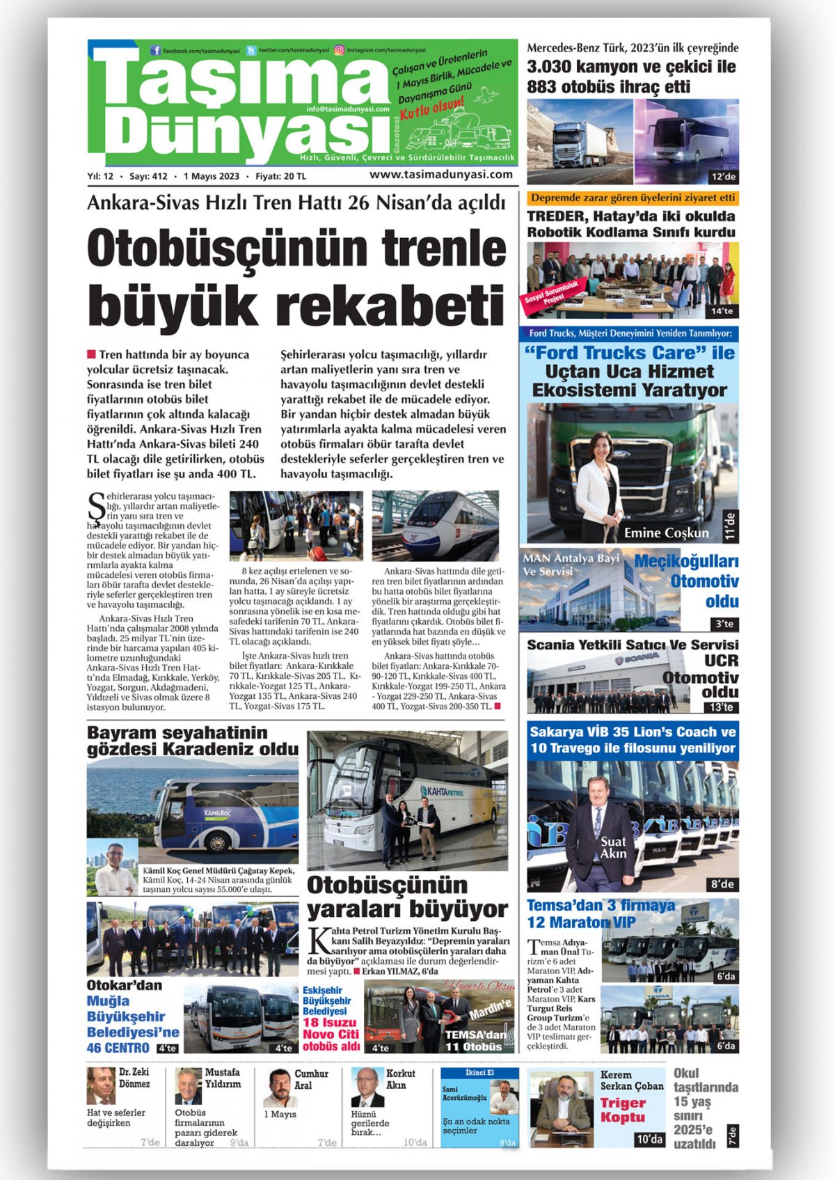 Taşıma Dünyası Gazetesi - 01.05.2023 Manşeti