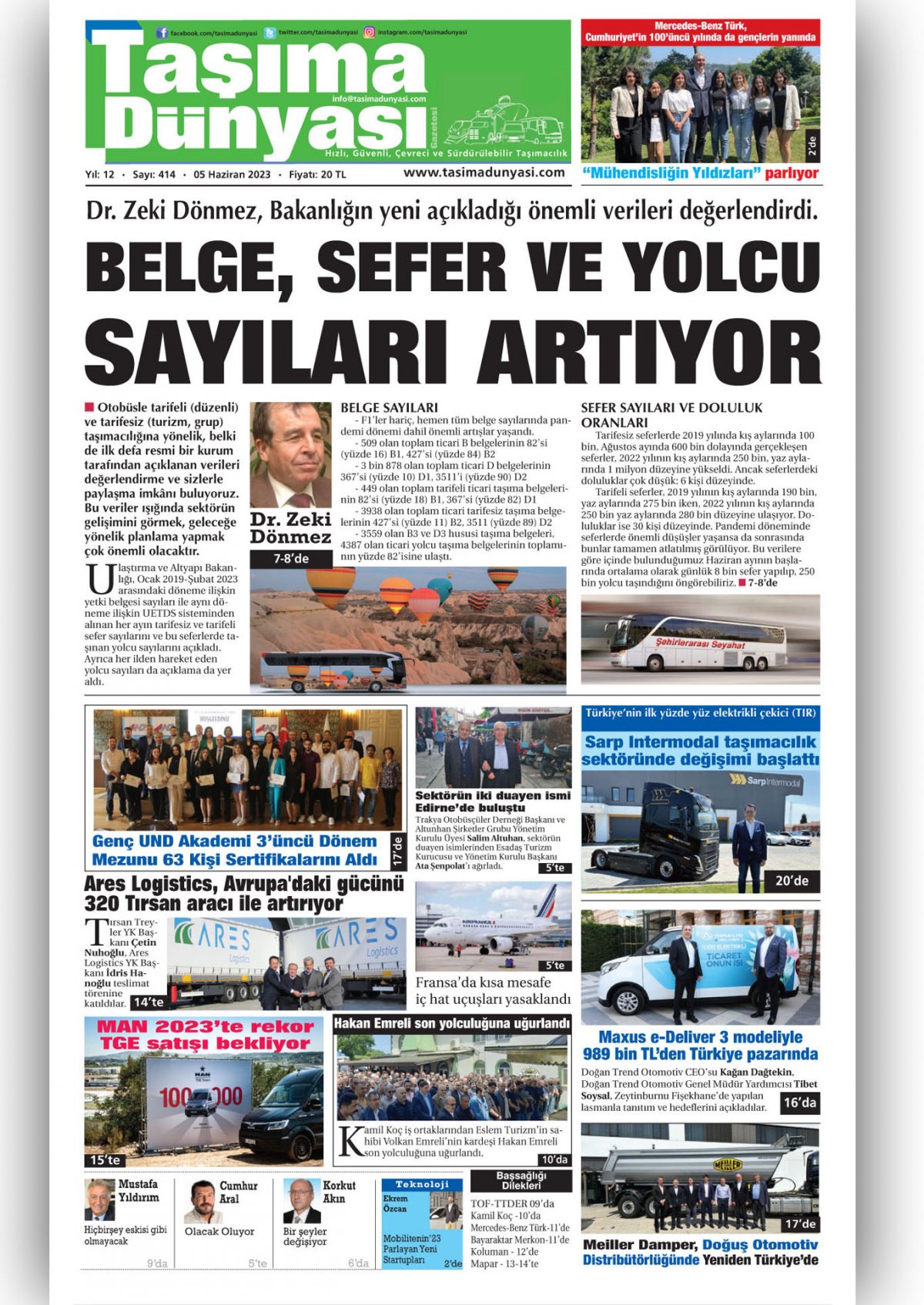 Taşıma Dünyası Gazetesi - 05.06.2023 Manşeti