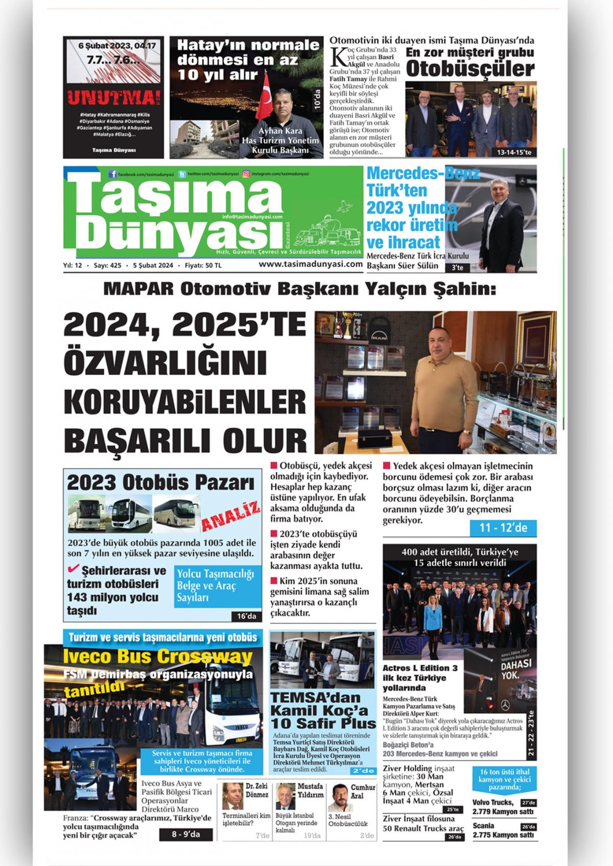 Taşıma Dünyası Gazetesi - 05.02.2024 Manşeti
