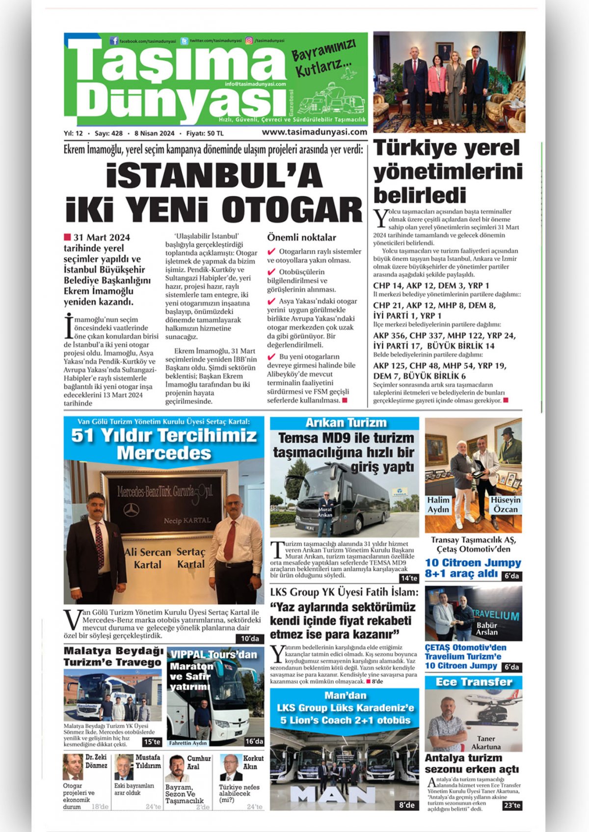 Taşıma Dünyası Gazetesi - 08.04.2024 Manşeti