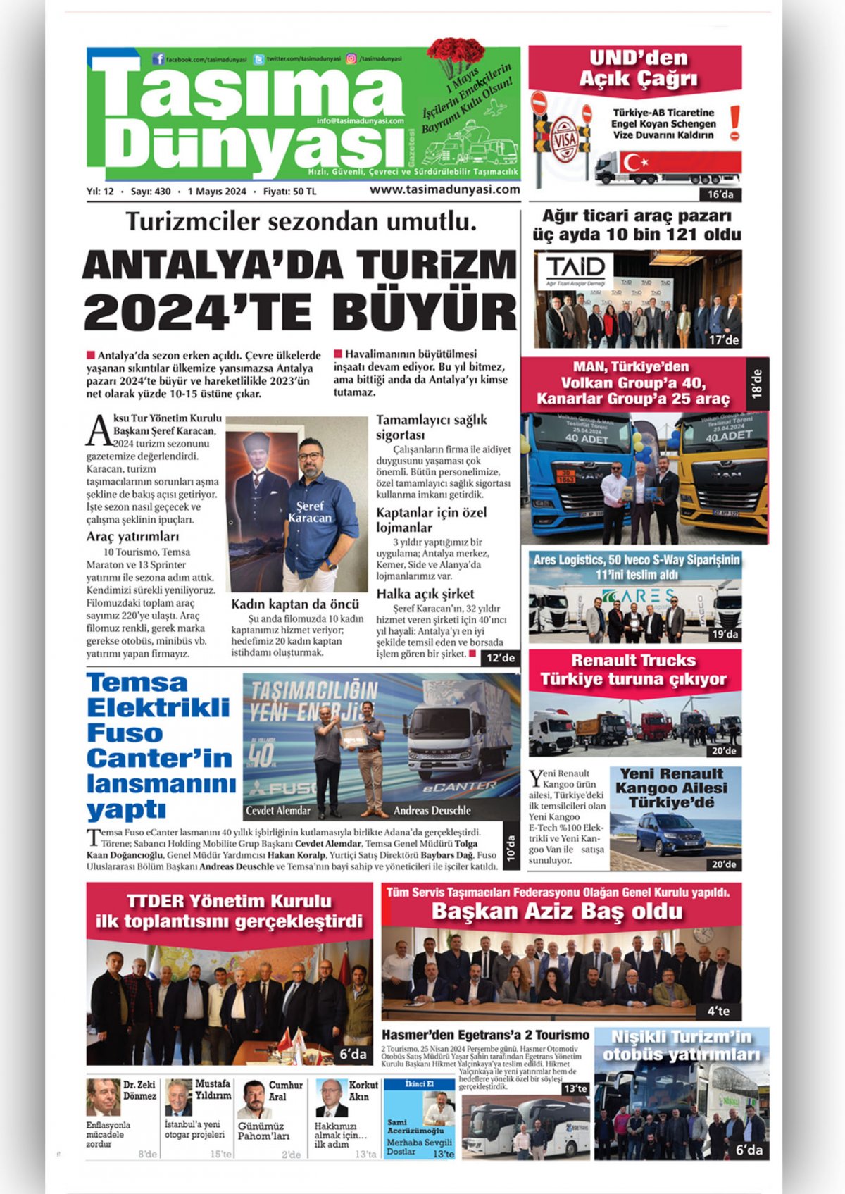 Taşıma Dünyası Gazetesi - 01.05.2024 Manşeti