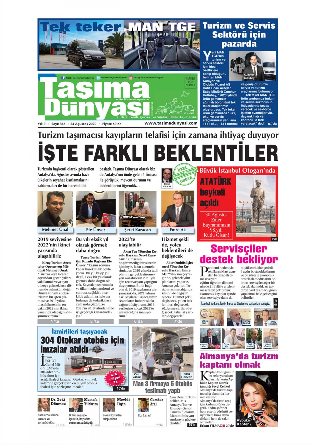 Taşıma Dünyası Gazetesi - 24.08.2020 Manşeti